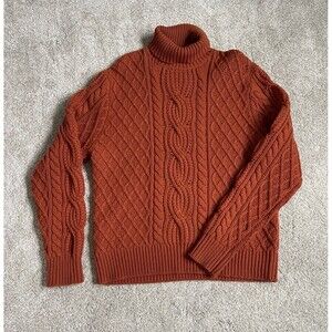 The Kooples Men's Burnt Orange Wool Blend Turtleneck Sweater XL TG Fisherman